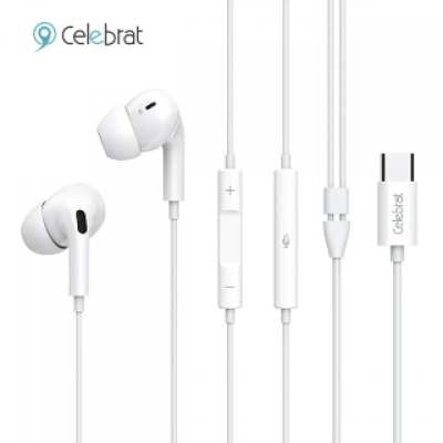 Наушники Celebrat E300 One Key Line Control Wired Earphones Type-c - White Наушники Celebrat E300 One Key Line Control Wired Earphones Type-c - White