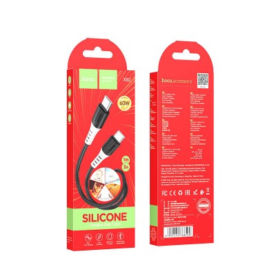 Кабель Hoco X82 Type-C to Type-C 60W silicone charging data cable - Black Кабель Hoco X82 Type-C to Type-C 60W silicone charging data cable - Black