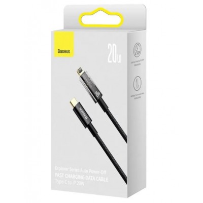 Кабель Baseus Explorer Series Auto Power-Off Fast Charging Data Cable Type-C to IP 20W 1m - Black (CATS000001) Кабель Baseus Explorer Series Auto Power-Off Fast Charging Data Cable Type-C to IP 20W 1m - Black (CATS000001)