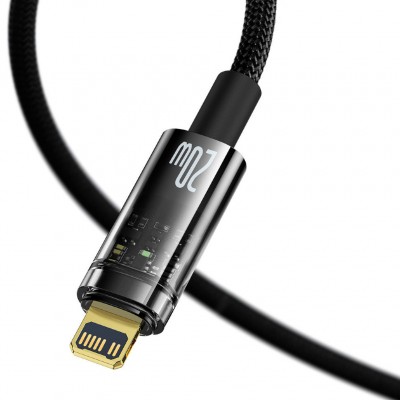 Кабель Baseus Explorer Series Auto Power-Off Fast Charging Data Cable Type-C to IP 20W 1m - Black (CATS000001) Кабель Baseus Explorer Series Auto Power-Off Fast Charging Data Cable Type-C to IP 20W 1m - Black (CATS000001)