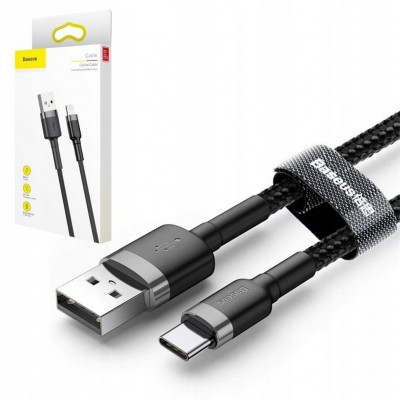 Кабель Baseus cafule Cable USB For Type-C 2A 3m (CATKLF-UG1) - Gray+Black Кабель Baseus cafule Cable USB For Type-C 2A 3m (CATKLF-UG1) - Gray+Black