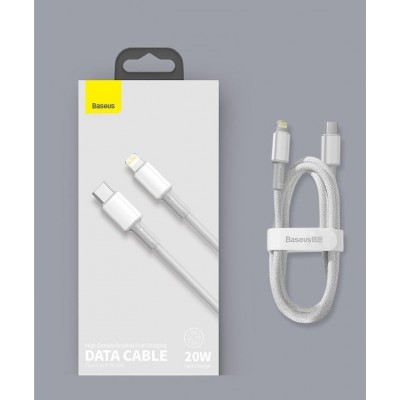 Кабель Baseus High Density Braided Fast Charging Data Cable Type-C to iP PD 20W 2m (CATLGD-A02) - White Кабель Baseus High Density Braided Fast Charging Data Cable Type-C to iP PD 20W 2m (CATLGD-A02) - White