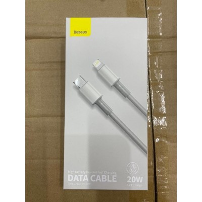 Кабель Baseus High Density Braided Fast Charging Data Cable Type-C to iP PD 20W 2m (CATLGD-A02) - White Кабель Baseus High Density Braided Fast Charging Data Cable Type-C to iP PD 20W 2m (CATLGD-A02) - White