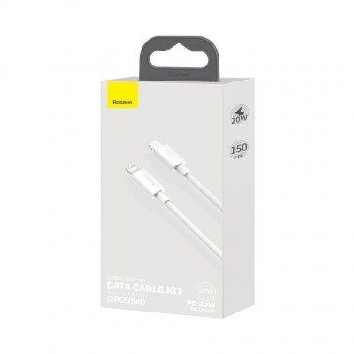 Кабель Baseus Simple Wisdom Data Cable Kit Type-C to iP PD 20W (2PCS/Set) 1.5m (TZCATLZJ-02) - White Кабель Baseus Simple Wisdom Data Cable Kit Type-C to iP PD 20W (2PCS/Set) 1.5m (TZCATLZJ-02) - White