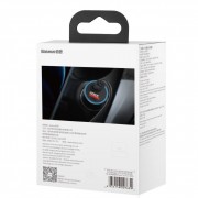 Автомобильное зарядное устройство Baseus Golden Contactor Pro Dual Quick Charger Car Charger U+C 40W (With Baseus Simple Wisdom Data Cable Type-C to iP 1m Black) (TZCCJD-B0G) - Dark Gray