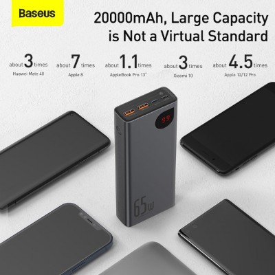 Power Bank Baseus Adaman Metal Digital Display Quick Charge 20000mAh 65W (PPIMDA-D01) - Black Power Bank Baseus Adaman Metal Digital Display Quick Charge 20000mAh 65W (PPIMDA-D01) - Black