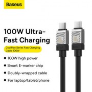 Кабель BASEUS CAKW000301 coolplay series fast charging cable type-c o type-c 100W 2m - Черный