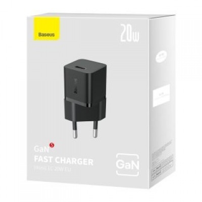 Зарядное устройство BASEUS gaN5 fast charger mini 1C 20W EU - Black (CCGN050101) Зарядное устройство BASEUS gaN5 fast charger mini 1C 20W EU - Black (CCGN050101)