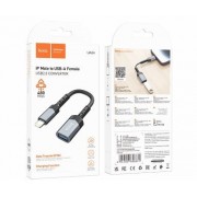 Переходник Hoco UA24 IP male to USB female 2.0 converter - Металлический серый