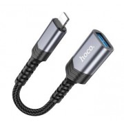 Переходник Hoco UA24 IP male to USB female 2.0 converter - Металлический серый