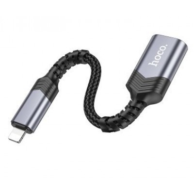 Переходник Hoco UA24 IP male to USB female 2.0 converter - Металлический серый Переходник Hoco UA24 IP male to USB female 2.0 converter - Металлический серый