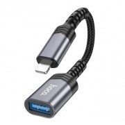 Переходник Hoco UA24 IP male to USB female 2.0 converter - Металлический серый