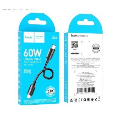 Кабель Hoco X96 Hyper 60W fast charging data cable Type-c to Type-c (L=0.25m) - Черный Кабель Hoco X96 Hyper 60W fast charging data cable Type-c to Type-c (L=0.25m) - Черный