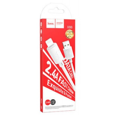 Кабель HOCO X88 gratified charging data cable for IP (packaged) - White Кабель HOCO X88 gratified charging data cable for IP (packaged) - White
