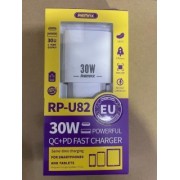 Сетевой адаптер Remax Remine 30W QC+PD Fast Charger RP-U82 EU - White