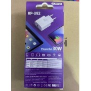 Сетевой адаптер Remax Remine 30W QC+PD Fast Charger RP-U82 EU - White