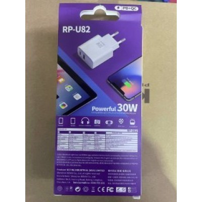 Сетевой адаптер Remax Remine 30W QC+PD Fast Charger RP-U82 EU - White Сетевой адаптер Remax Remine 30W QC+PD Fast Charger RP-U82 EU - White