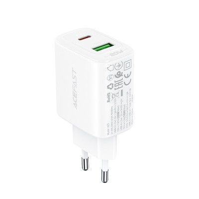 Сетевой адаптер Acefast A25 PD20W (C+A) - White Сетевой адаптер Acefast A25 PD20W (C+A) - White