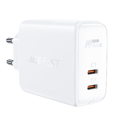 Сетевой адаптер ACEFAST A29 PD50W GaN (C+C) - White Сетевой адаптер ACEFAST A29 PD50W GaN (C+C) - White