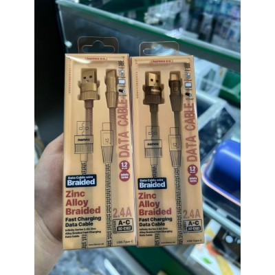 Кабель Remax Infinity series 2.4A Zinc Alloy Braided fast charging data cable RC-C102 A-C - Blue Кабель Remax Infinity series 2.4A Zinc Alloy Braided fast charging data cable RC-C102 A-C - Blue