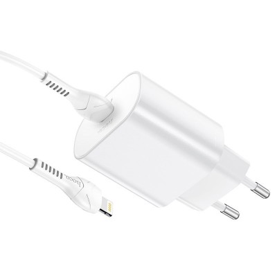 Зарядка hoco N22 Jetta PD25W charger set (Type-C to iP) (EU) - White Зарядка hoco N22 Jetta PD25W charger set (Type-C to iP) (EU) - White