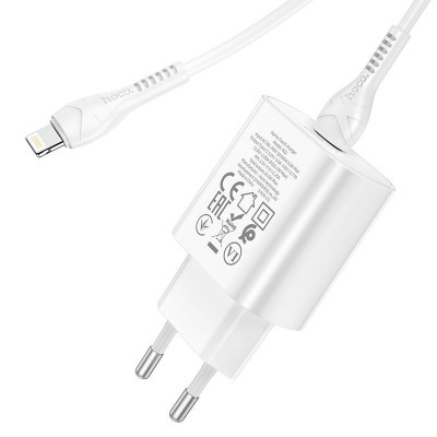 Зарядка hoco N22 Jetta PD25W charger set (Type-C to iP) (EU) - White Зарядка hoco N22 Jetta PD25W charger set (Type-C to iP) (EU) - White