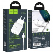 Сетевой адаптер hoco N4 Aspiring dual port charger set (for Type-C) (EU) - White