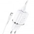 Сетевой адаптер hoco N4 Aspiring dual port charger set (for Type-C) (EU) - White Сетевой адаптер hoco N4 Aspiring dual port charger set (for Type-C) (EU) - White