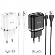 Сетевой адаптер hoco N4 Aspiring dual port charger set (for Type-C) (EU) - White