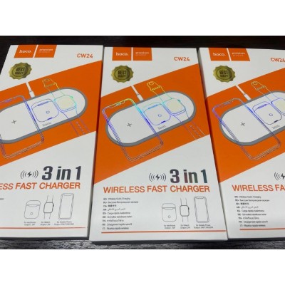 Беспроводное зарядное устройство hoco CW24 Handsome 3 в 1 - White Беспроводное зарядное устройство hoco CW24 Handsome 3 в 1 - White
