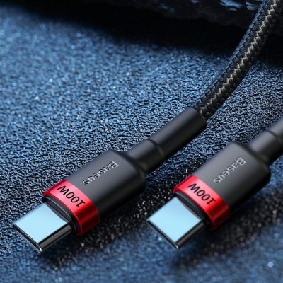 Кабель Baseus Cafule PD2.0 100W flash charging USB For Type-C cable (20V 5A) 2m (CATKLF-AL91) - Red+Black Кабель Baseus Cafule PD2.0 100W flash charging USB For Type-C cable (20V 5A) 2m (CATKLF-AL91) - Red+Black