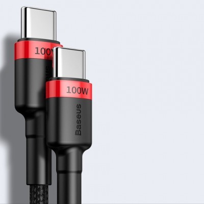 Кабель Baseus Cafule PD2.0 100W flash charging USB For Type-C cable (20V 5A) 2m (CATKLF-AL91) - Red+Black Кабель Baseus Cafule PD2.0 100W flash charging USB For Type-C cable (20V 5A) 2m (CATKLF-AL91) - Red+Black
