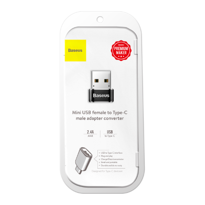 Переходник Baseus USB Male To Type-C Female Adapter Converter (CAAOTG-01) - Черный Переходник Baseus USB Male To Type-C Female Adapter Converter (CAAOTG-01) - Черный