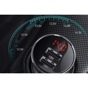 Автомобильное зарядное устройство Baseus Digital Display Dual USB 4.8A Car Charger 24W (CCBX-0G) - Grey