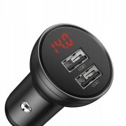 Автомобильное зарядное устройство Baseus Digital Display Dual USB 4.8A Car Charger 24W (CCBX-0G) - Grey