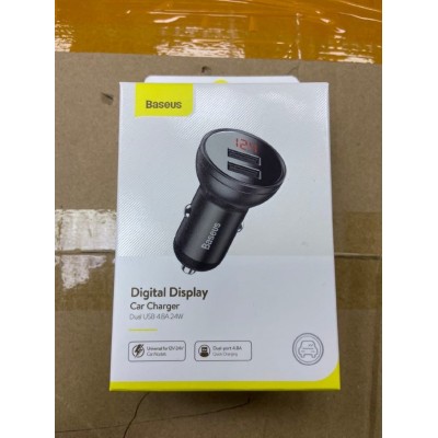 Автомобильное зарядное устройство Baseus Digital Display Dual USB 4.8A Car Charger 24W (CCBX-0G) - Grey Автомобильное зарядное устройство Baseus Digital Display Dual USB 4.8A Car Charger 24W (CCBX-0G) - Grey