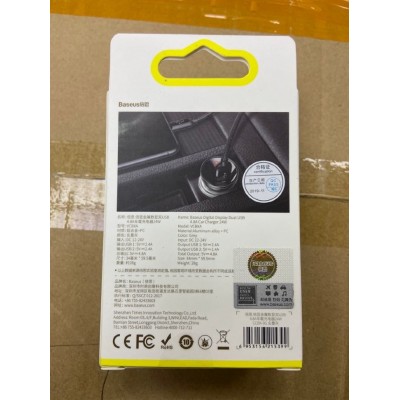 Автомобильное зарядное устройство Baseus Digital Display Dual USB 4.8A Car Charger 24W (CCBX-0G) - Grey Автомобильное зарядное устройство Baseus Digital Display Dual USB 4.8A Car Charger 24W (CCBX-0G) - Grey