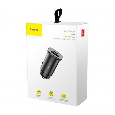 Автомобильное зарядное устройство Baseus Square metal A+C 30W PPS Car Charger (PD3.0 QC4.0+SCP AFC) (CCALL-AS01) - Black Автомобильное зарядное устройство Baseus Square metal A+C 30W PPS Car Charger (PD3.0 QC4.0+SCP AFC) (CCALL-AS01) - Black