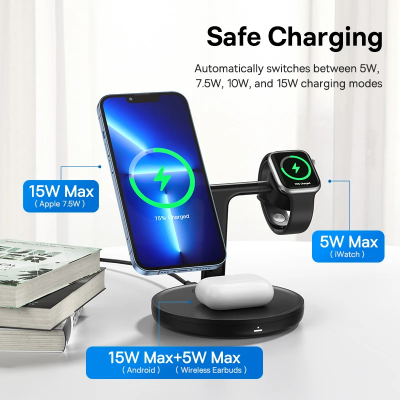 Беспроводная зарядка Baseus Swan 3 in 1 Wireless Magnetic Charging Bracket Baseus 20W Stand - Black (WXTE000101) Беспроводная зарядка Baseus Swan 3 in 1 Wireless Magnetic Charging Bracket Baseus 20W Stand - Black (WXTE000101)