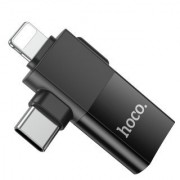 Кабель Hoco UA17 IP male/Type-c male to USB female (Two-in-one) adapter - Черный