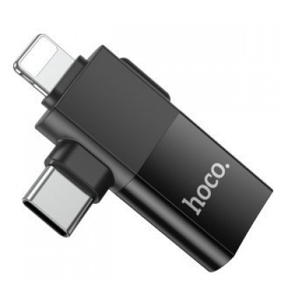 Кабель Hoco UA17 IP male/Type-c male to USB female (Two-in-one) adapter - Черный Кабель Hoco UA17 IP male/Type-c male to USB female (Two-in-one) adapter - Черный