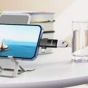 Кабель Hoco UA17 IP male/Type-c male to USB female (Two-in-one) adapter - Черный