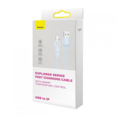 Кабель BASEUS explorer series fast charging cable with smart temperature control USB to ip 2.4a 1m - Blue (CATS010003) Кабель BASEUS explorer series fast charging cable with smart temperature control USB to ip 2.4a 1m - Blue (CATS010003)