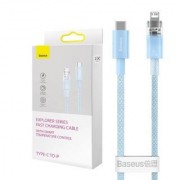 Кабель BASEUS explorer series fast charging cable with smart temperature control type-c to ip 20w 1m - Blue (CATS010203)