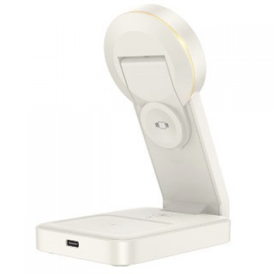 Магнитная беспроводная зарядка Hoco CQ3 Motorcycle folding 3-in-1 magnetic wireless fast charger - Белый Магнитная беспроводная зарядка Hoco CQ3 Motorcycle folding 3-in-1 magnetic wireless fast charger - Белый