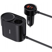 Автомобильное ЗУ Baseus High Efficiency Pro 1-for-2 Car Cigarette Lighter 30W (C00455300121-00) - Черный