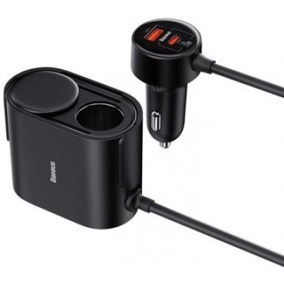Автомобильное ЗУ Baseus High Efficiency Pro 1-for-2 Car Cigarette Lighter 30W (C00455300121-00) - Черный Автомобильное ЗУ Baseus High Efficiency Pro 1-for-2 Car Cigarette Lighter 30W (C00455300121-00) - Черный