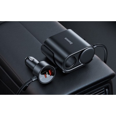 Автомобильное ЗУ Baseus High Efficiency Pro 1-for-2 Car Cigarette Lighter 30W (C00455300121-00) - Черный Автомобильное ЗУ Baseus High Efficiency Pro 1-for-2 Car Cigarette Lighter 30W (C00455300121-00) - Черный