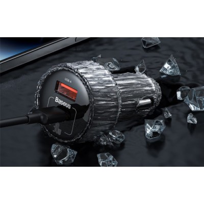 Автомобильное ЗУ Baseus High Efficiency Pro 1-for-2 Car Cigarette Lighter 30W (C00455300121-00) - Черный Автомобильное ЗУ Baseus High Efficiency Pro 1-for-2 Car Cigarette Lighter 30W (C00455300121-00) - Черный