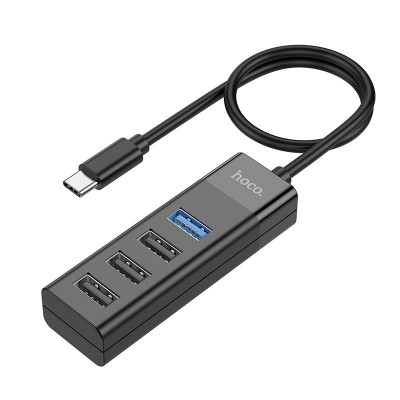 Хаб hoco HB25 Easy mix 4-in-1 converter (Type-C to USB3.0+USB2.0*3) - Black Хаб hoco HB25 Easy mix 4-in-1 converter (Type-C to USB3.0+USB2.0*3) - Black